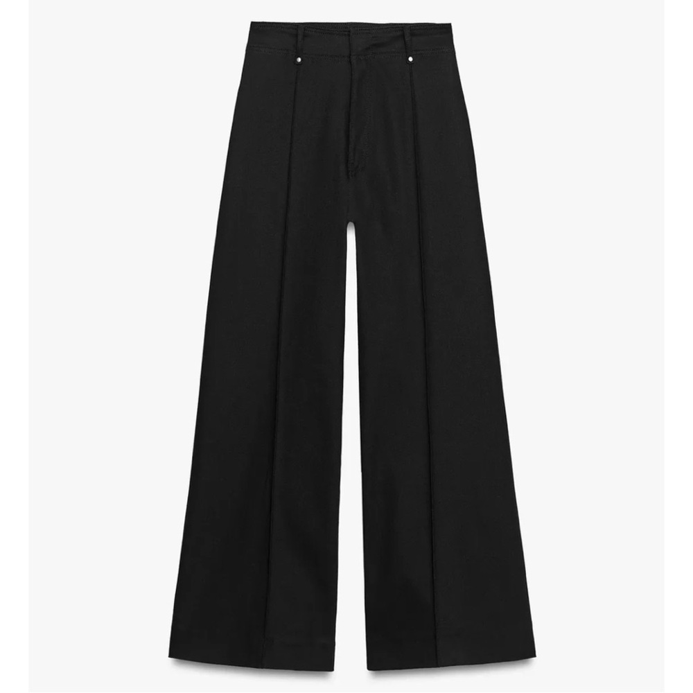 NWT Zara High Waist Wide-Leg Black Trousers